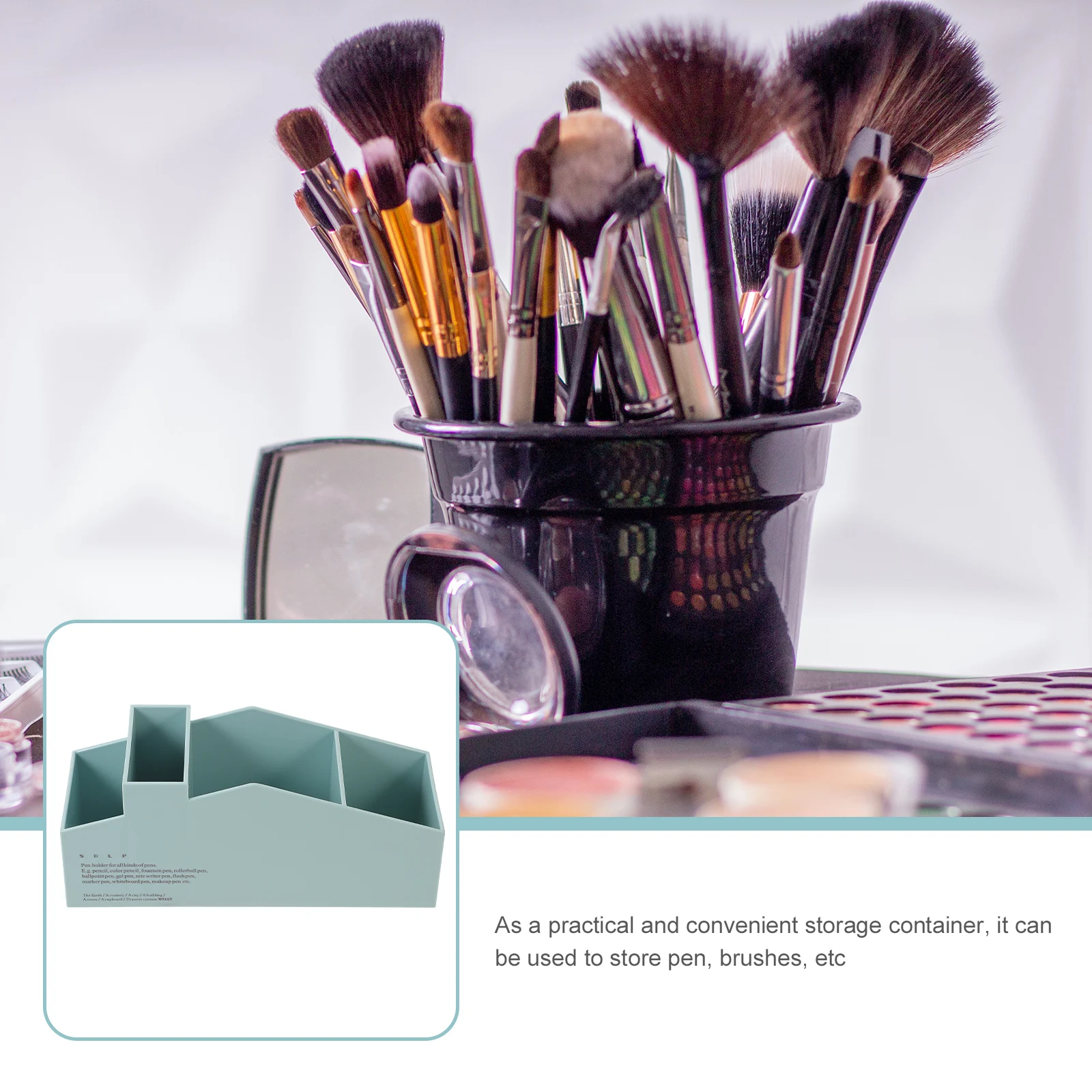 

Compartment Storage Case Smooth Surface Vanity Desktop Organizer for Cosmetics Office Supplies Remote Control Box