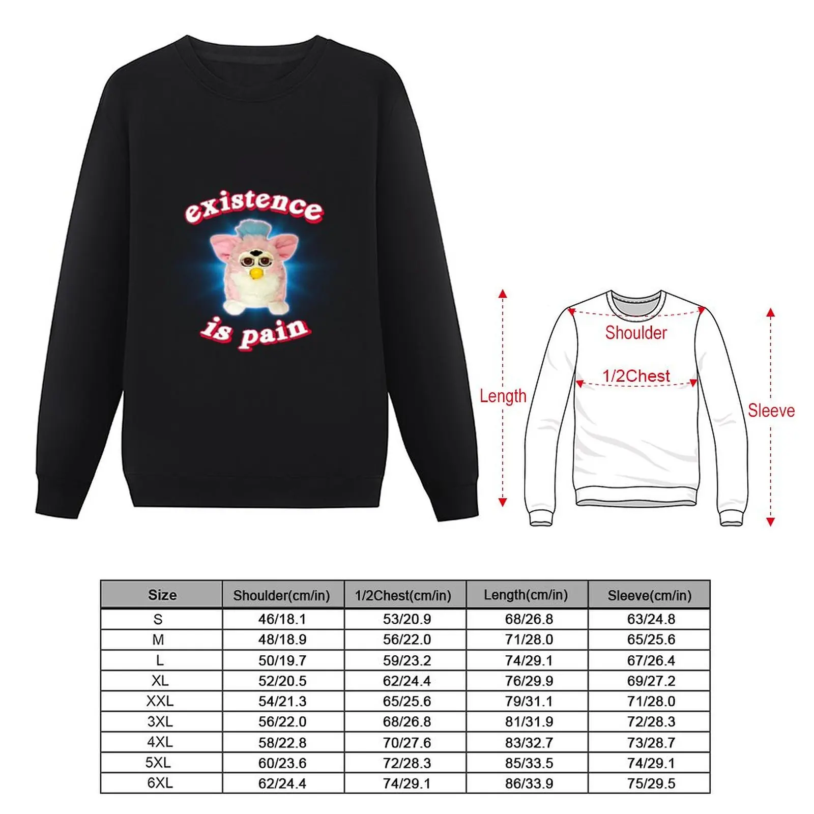 Furby Existence is Pain Sweatshirt men's coat clothes for men men's winter sweater sweatshirt male