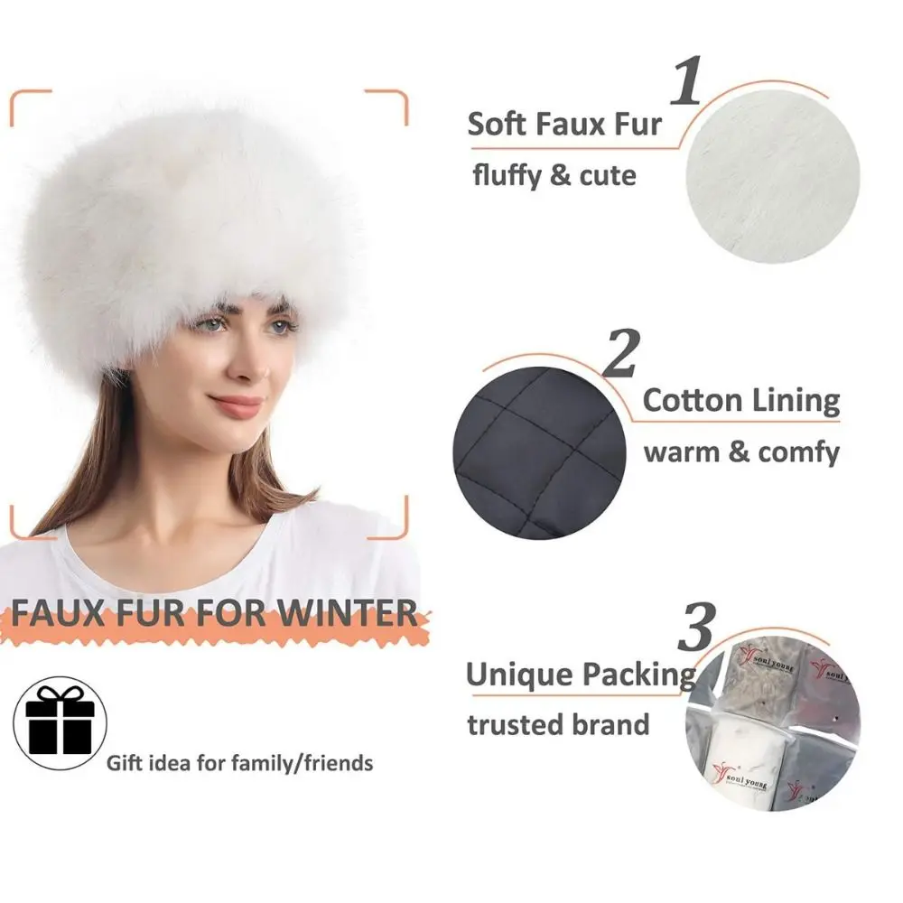 New Faux Fur Women Winter Headbands Elastic Warm Faux Fur Headband Soft Furry Ear Warmers Winter