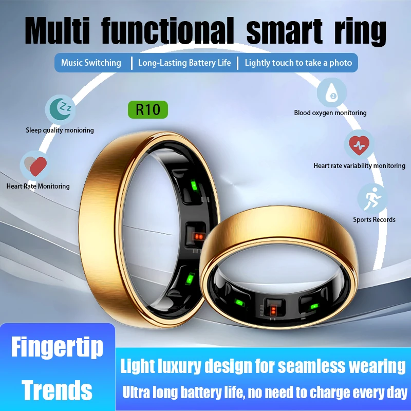 

Смарт-кольцо, беспроводная зарядка, монитор сна, монитор сердечного ритма, кислорода в крови, 5 атм, водонепроницаемый мультиспортивный режим для Android IOS