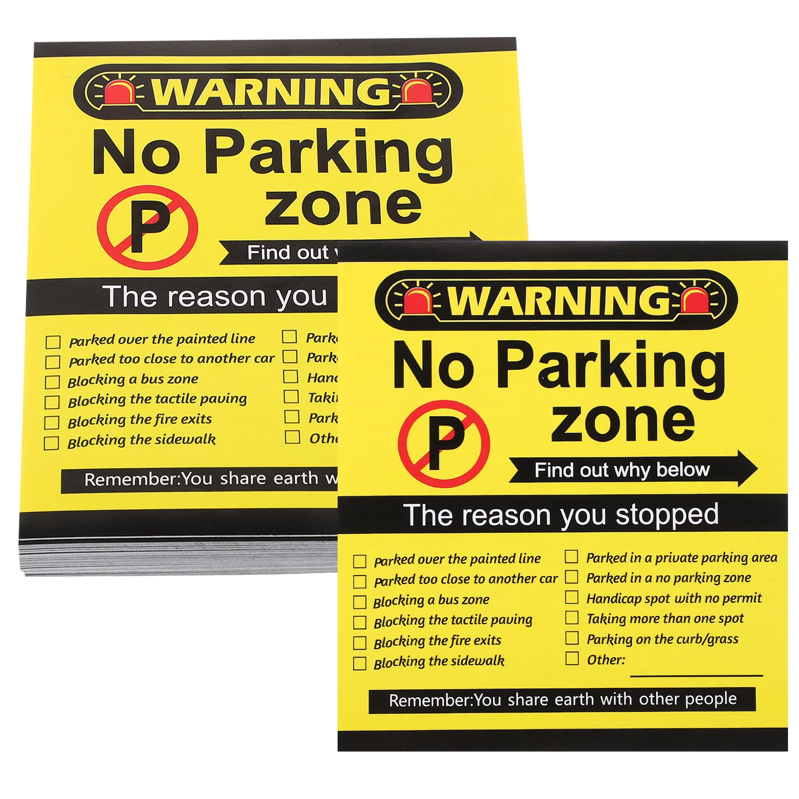 

100pcs Parking Violation Cards Funny Notes Stickers Bad Parking Signs Temporary Plates Car Warning Decorations