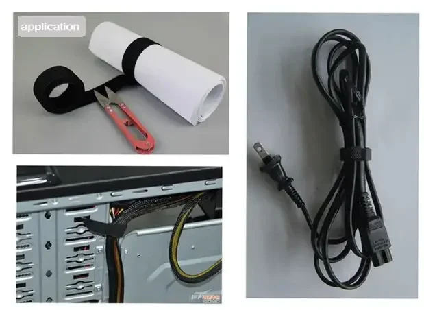 5meters black self adhesive strong Short Hook and loop tape Back to  Cable Tie Nylon  fastener