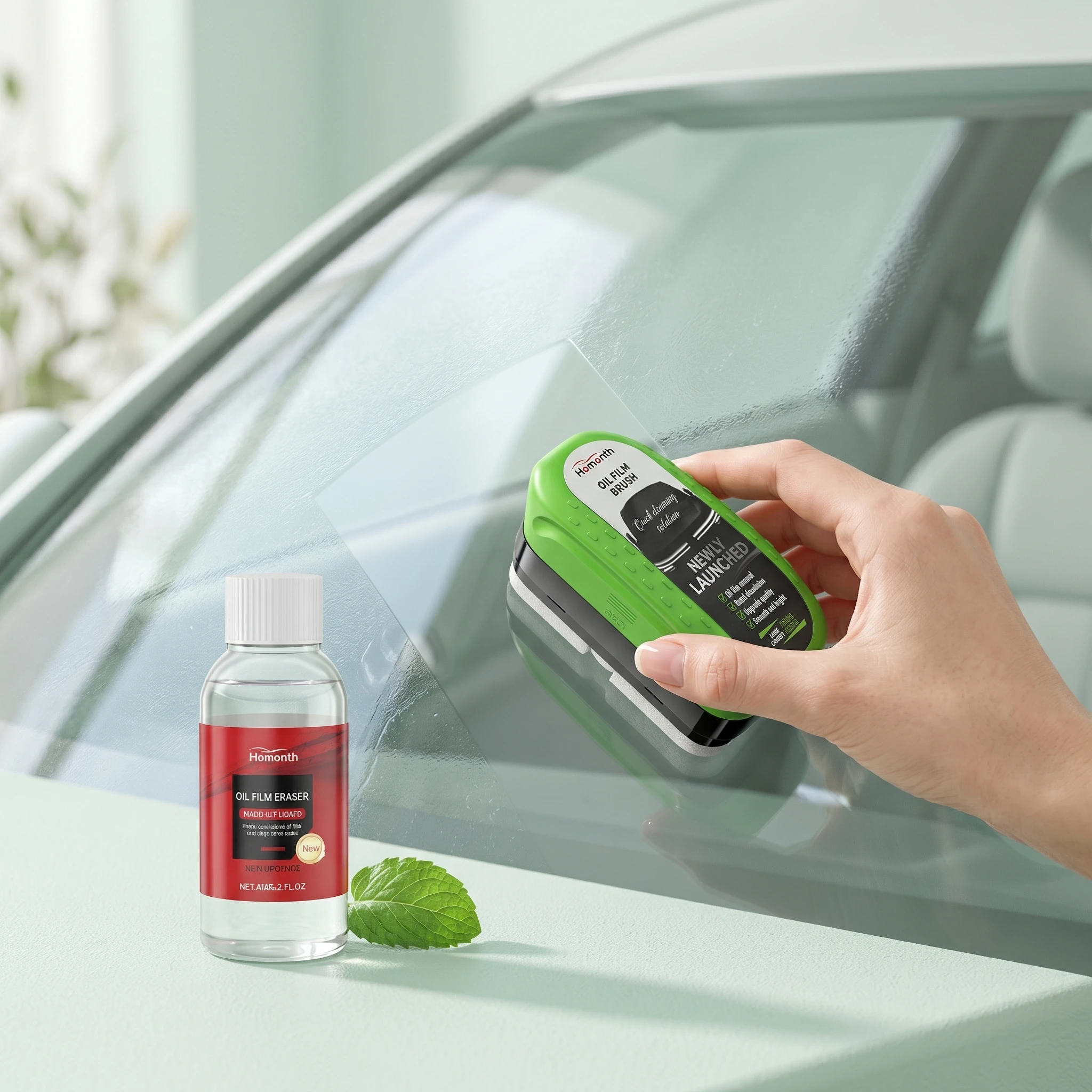 Car Glass Oil Film Remover Clean Dust Reduce Light Reflection Significantly Improve Car Windows Vision Windshield Cleaning Brush