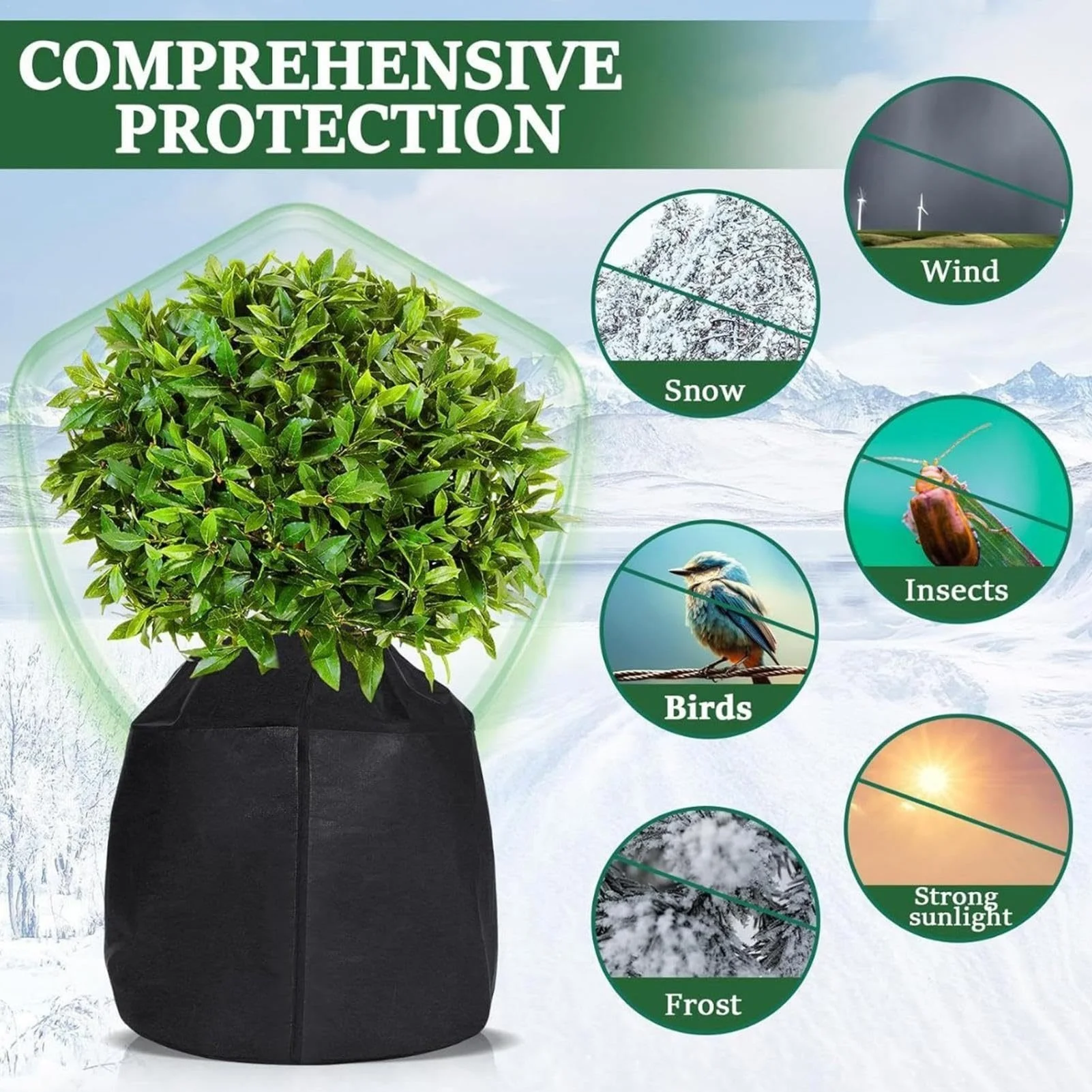 

3pcs Tree Cold-Proof Frost-Proof Flower Pot Protective Cover Garden Plant Insulation Covers Breathable Water-Absorbing Fruit