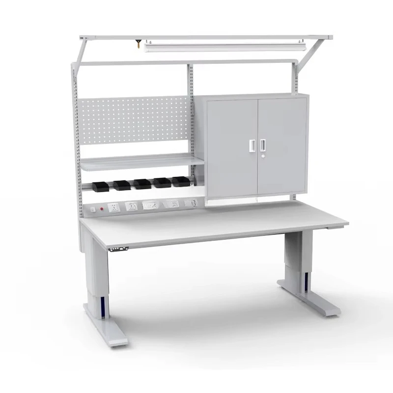 120kg Anti-Static Steel Electric Lift Workbench Multi-Function Woodworking Bench for Warehouse Lab Packing Station Customizable