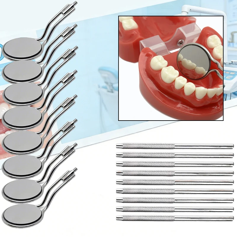

Набор из 10 стоматологических зеркал: двусторонние, с родиевым покрытием, с защитой от запотевания, многоразовые, для осмотра полости рта, высокое качество