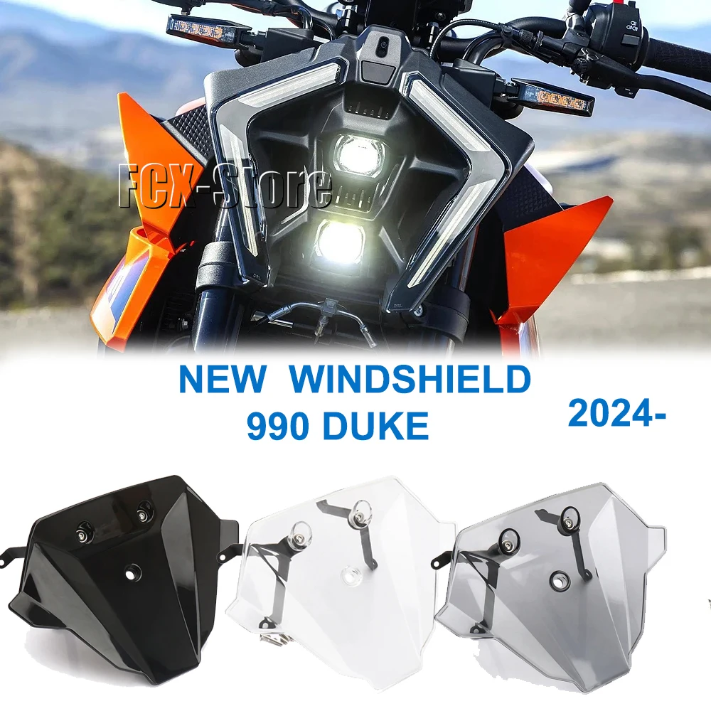 Motorcycle Accessories 3 Color Windshield Sport Windscreen Screen Wind Deflector For 990 DUKE 990Duke 990 Duke 2024