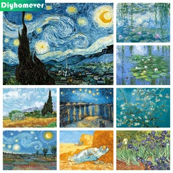 Obraz olejny Van Gogh 5D DIY obraz diamentowy haft mozaikowy gwiaździstej nocy pełny kwadratowy okrągły obraz haft krzyżykowy wystrój domu