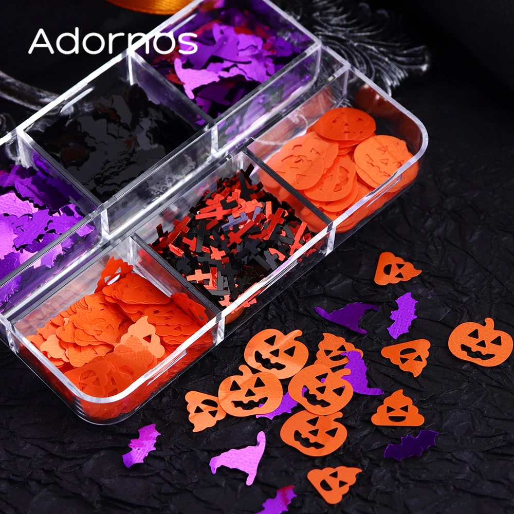 Halloween Sequins Epoxy Resin Shaker Mold Filler Pumpkin Wizard Hat Bat Cross Love Heart Paillettes DIY Pendant Keychain Making