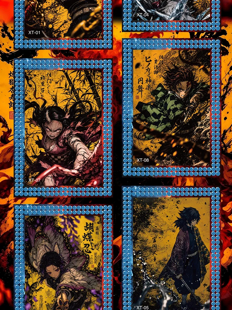 Wholesale Demon Slayer Kimetsu No Yaiba Metal Diamond Card Premium Anime Collectible Trading Cards Character Fan Gift