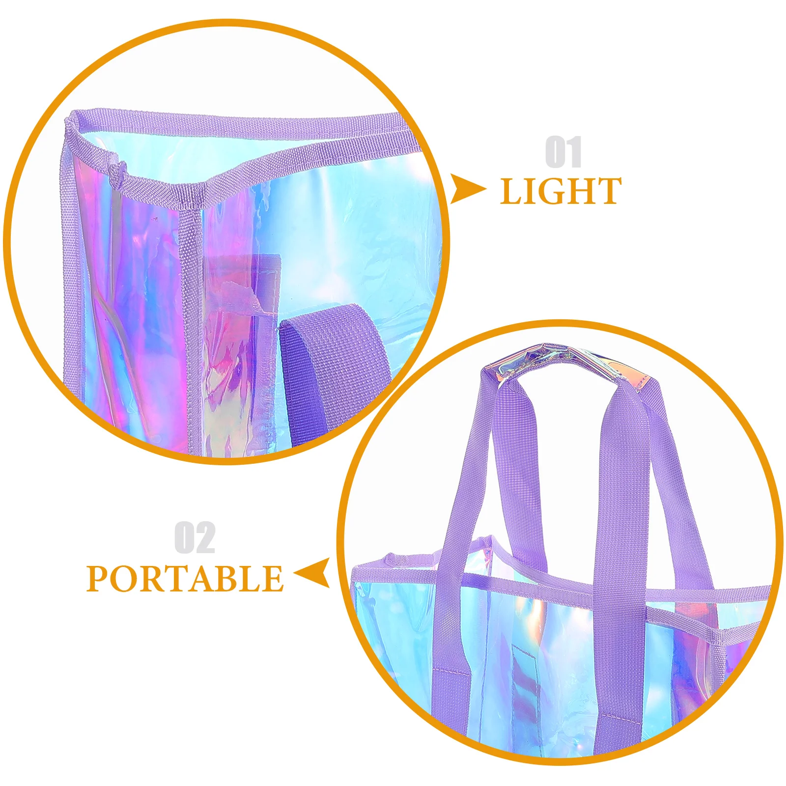 1Set Waterproof Large Capacity Beach Tote Bag for Women Holographic PVC Travel Pool Storage Organizer Sunscreen Towel