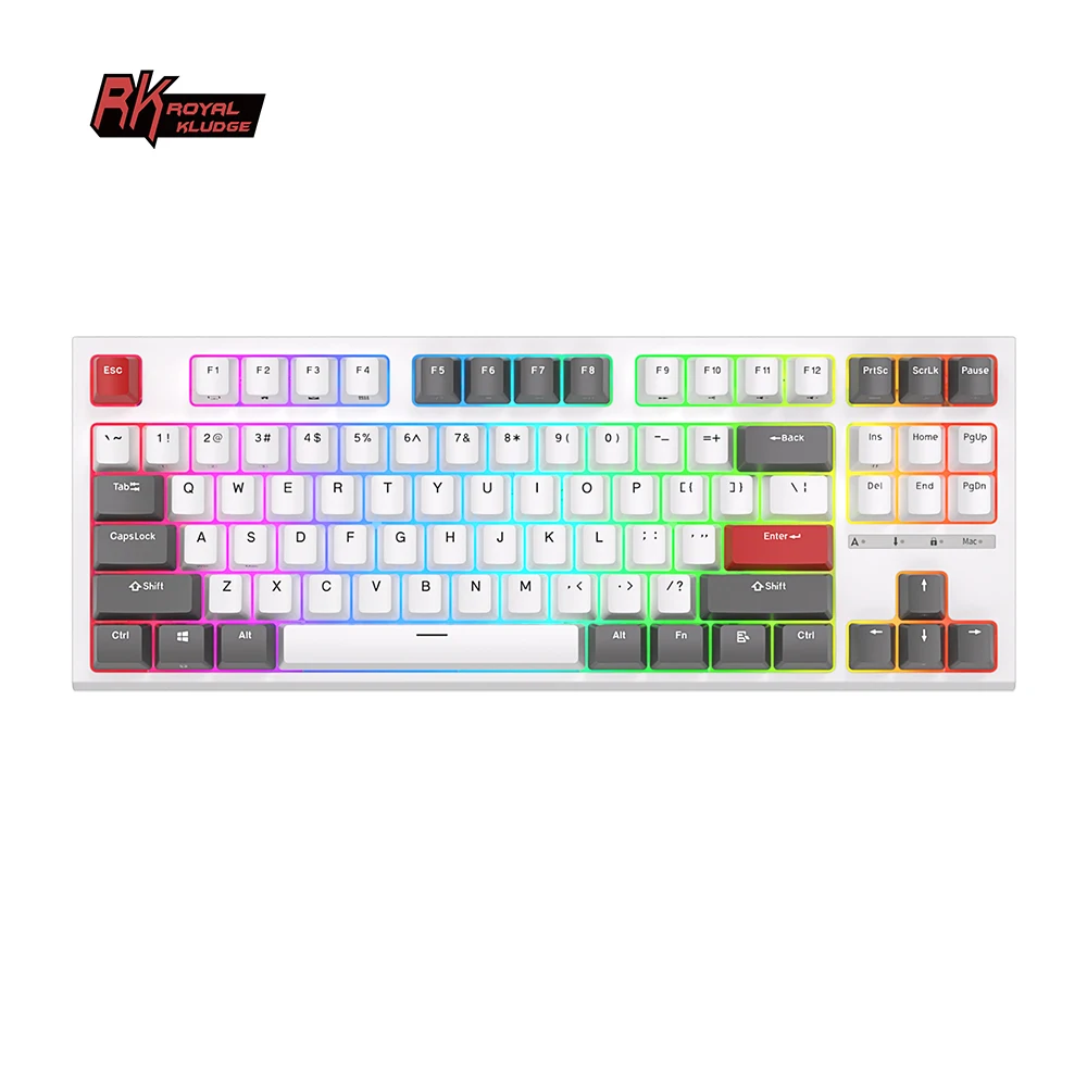 

RK R87 ROYAL KLUDGE Wired Mechanical Keyboard 87 Keys RGB Backlit Hot Swap Gaming Keyboard Customised Keycaps with Dust Cover