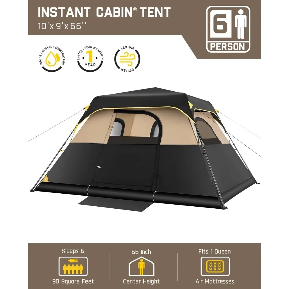 %a Camping Tent 4/6/8/10 Person Instant Cabin Tent Setup in 60s with Rainfly & Windproof Portable