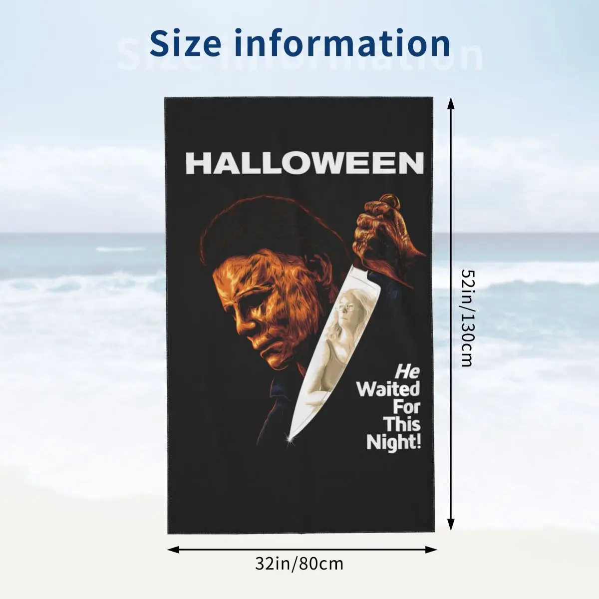 Michael Myers Knives Beach Bath Towel Microfiber Halloween Spooky Movie Pool Towels