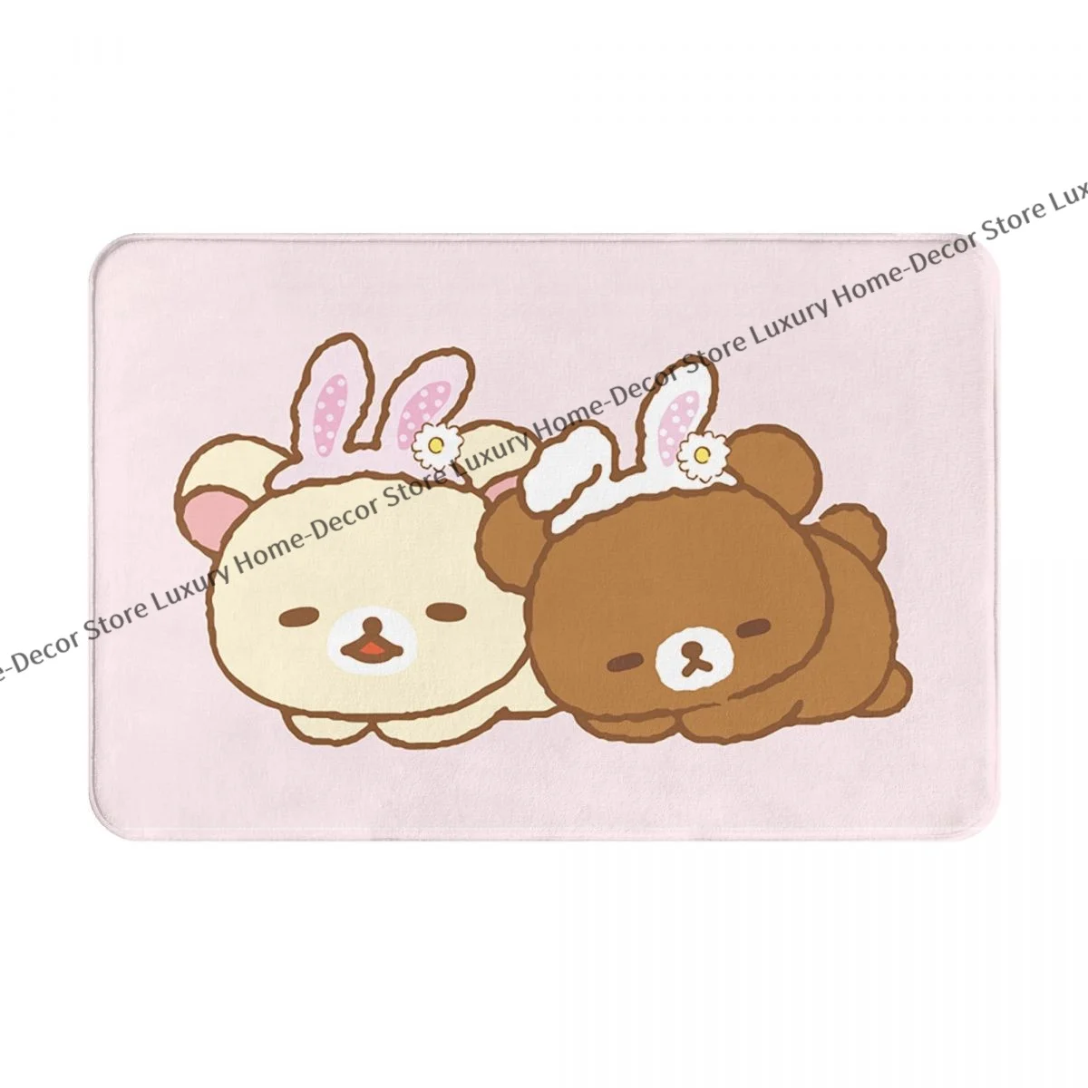 Rilakkuma Bear Bathroom Mat Sleep Doormat Flannel Carpet Entrance Door Rug Home Decoration