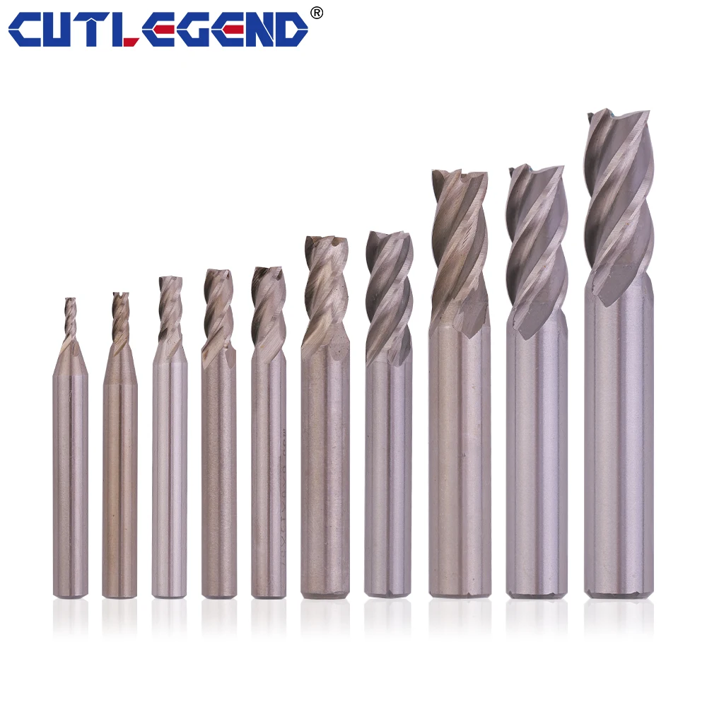 

10pcs HSS 2 3 4 5 6 7 8 9 10 12mm Milling Cutter Bit Set 4 Flutes High Speed Steel End Mill CNC Milling Tools Set for metal