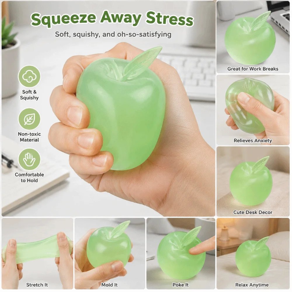 Apple Shape Stress Relief Slow Rise Anti-stress Plasticity Squeeze Transparent Ball Pass The Time Sensory Fidget Adults