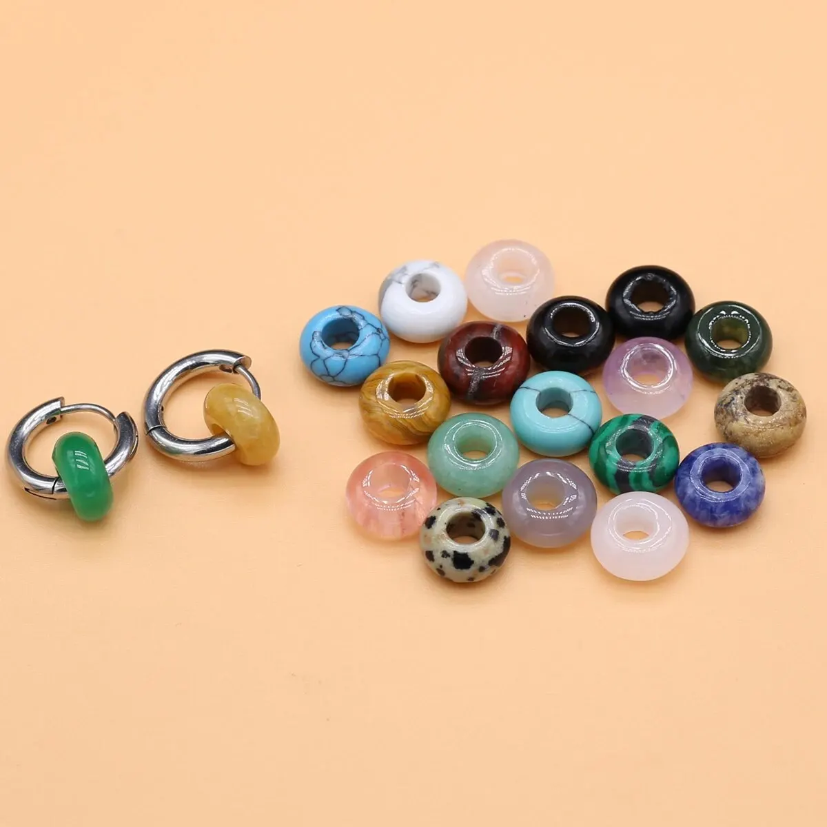 10pcs 5x10mm Abacus Beads Shape Natural Stone Crystal Beads Tiger Eye Agate Quartz Beads for Jewelry Making Necklace Bracelet