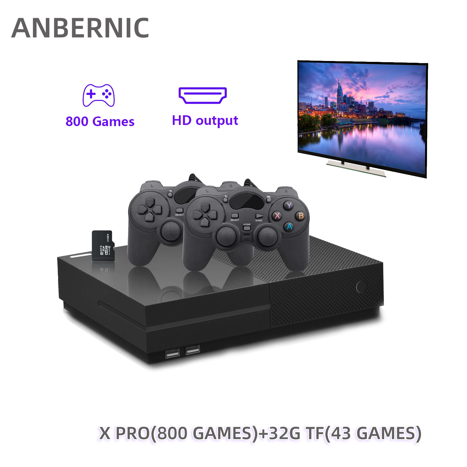 ANBERNIC XPRO Video Game Console 64Bit TV HDMI-compatible 800 Family Game X Pro Retro Video Game Player 32G TF  43 Games