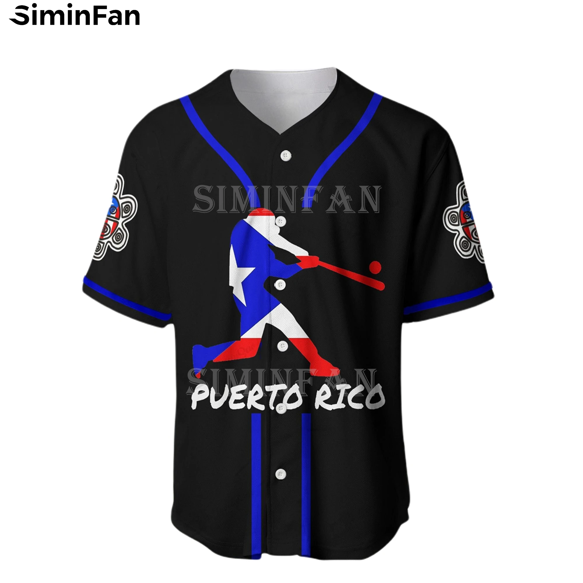 PUERTO RICO BASEBALL 3D Printed Mens Collarless Jersey Shirts Camisa Holiday Summer Beach T-Shirt Women Short Sleeve Tee Top