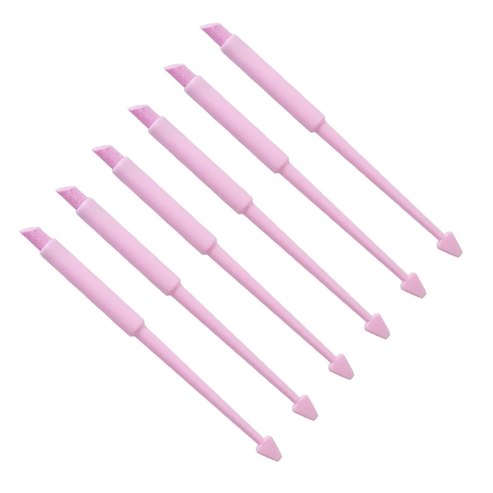 6 قطع من ملفات فن الأظافر الممتازة، أداة إزالة البشرة لصالونات التجميل للاستخدام الشخصي، قلم عصا تنظيف الأظافر الوردي #4