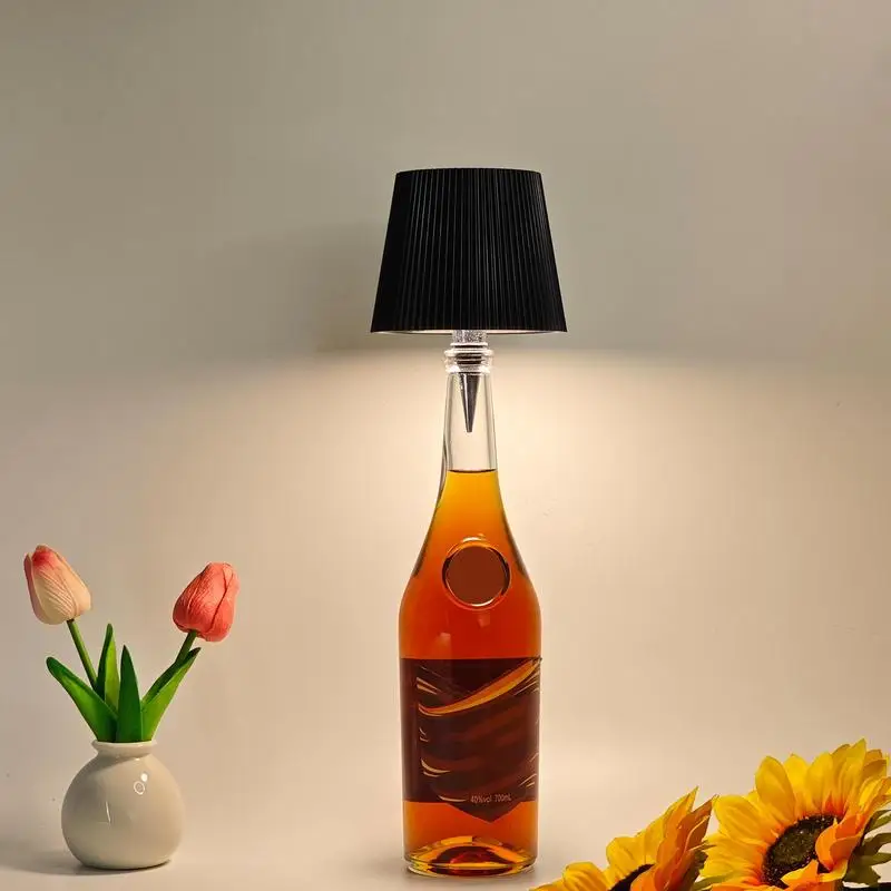 Lampe LED Rechargeable pour Bouteille de Vin, 3 Documents, Gradation, Table, Veilleuse, Commande Tactile, Accessoire Décoratif