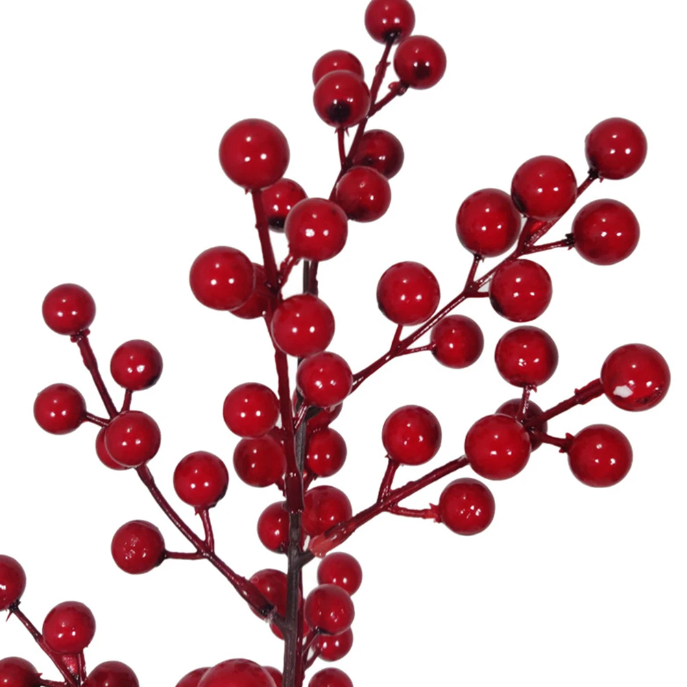 

2pcs Artificial Plant Lifelike Jequirity Bean Ornament Red Decorative For Home Party Christmas Decoration