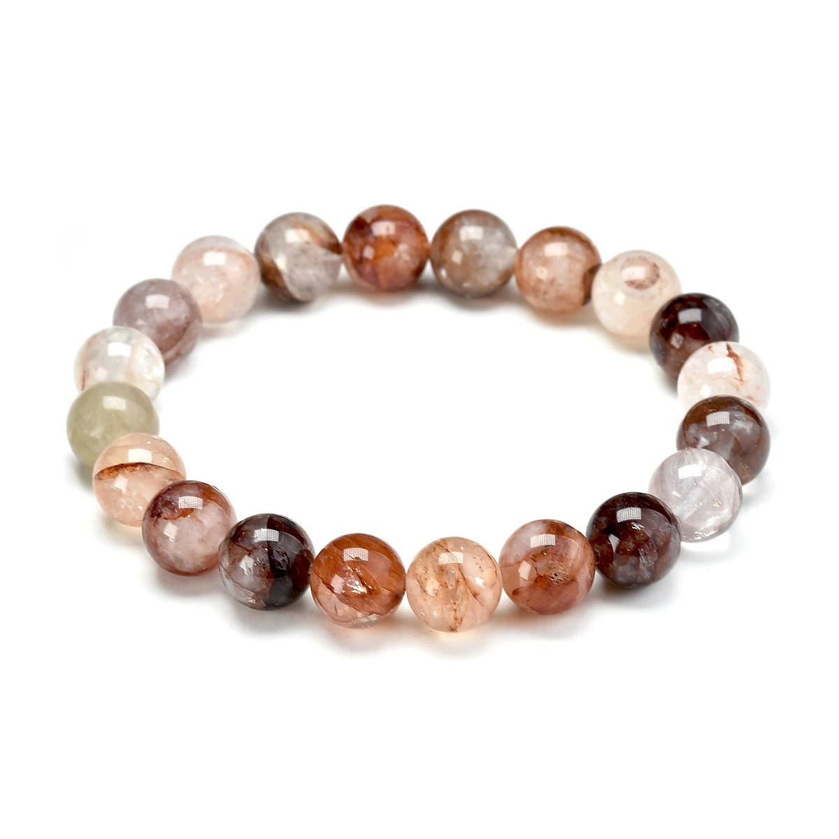 

Браслет из гематоидных бусин натурального огненного кварца, органический эластичный браслет из красного кристалла