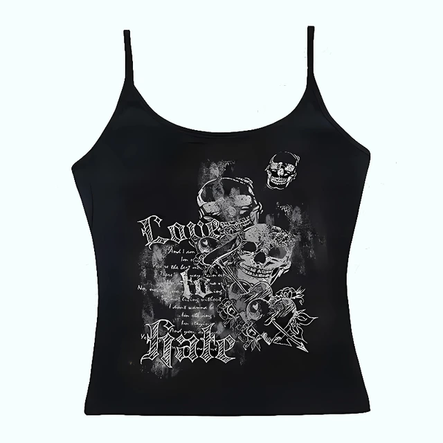 Y2k Style Clothes Slim Fit Crop Top Emo Girl Gothic Punk Black Baby T-shirt Retro Street Damski nadrukowany napis Estetyczny worek na śmieci