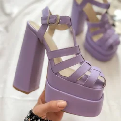 Fashion Womens Shoes 2025 Clogs With Heel Large Size Sandals Sexy Buckle Strap Espadrilles Platform Suit Female Beige Luxury Thi