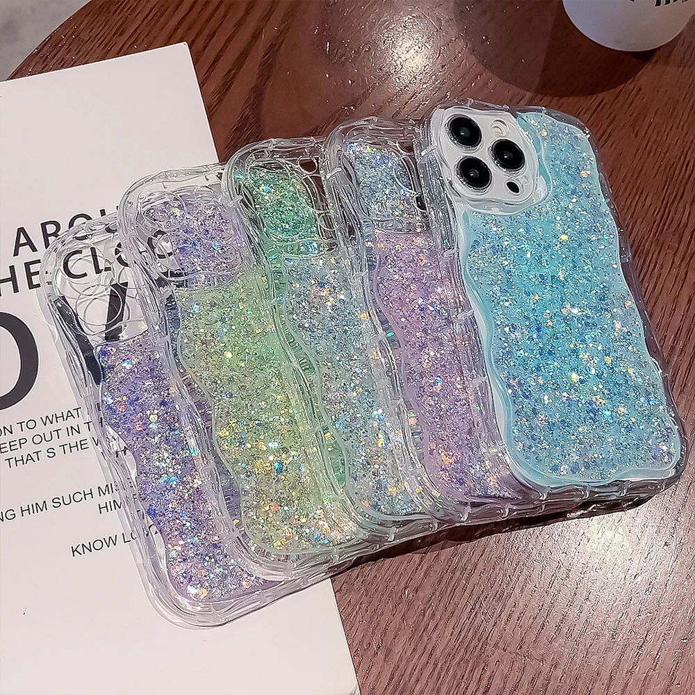 

Personalized Cream Border Glitter Phone Case For iPhone 14Promax 13 12 11Pro X XS XR XSMAX Transparent Anti-fall Protection Case