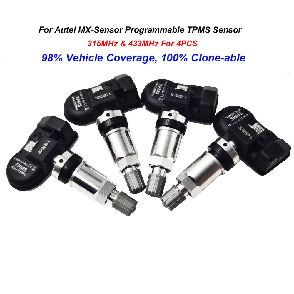 4PCS Universal for Autel MX-Sensor TPMS Sensor Programmable 2in1 315MHz 433MHz for TS401 TS408 TS501 TS608 TS601 TS508K TS508