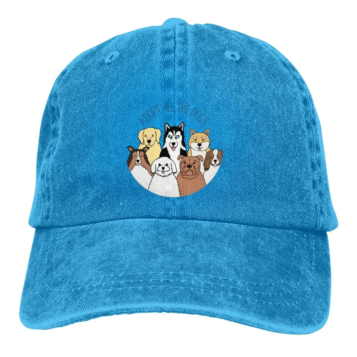 

Washed Men's Baseball Cap Adopt All The Dogs Trucker Snapback Caps Dad Hat Collie Dog Golf Hats