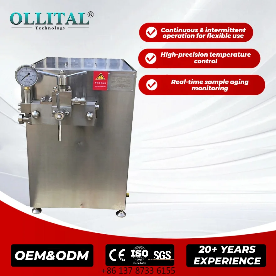 Ollital High Pressure Homogenizer For Dairy Milk Processing And Stability Small High Pressure Homogenizer
