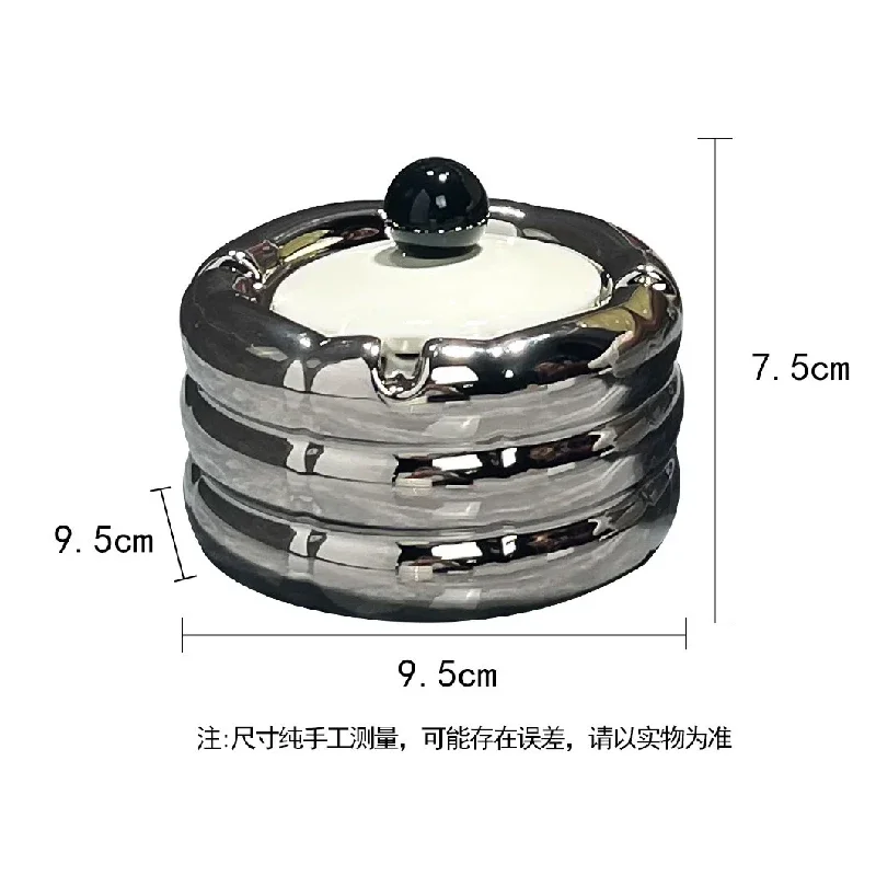 Home Cute Ceramic Ashtray Creative Fly Ash-proof Living Room Desktop Decorative Ornaments Nordic Round Cigar Ashtray with Cover view 6