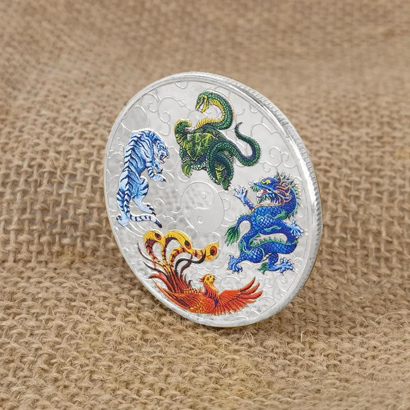 1 PCS Ancient Mythical Creatures Lucky Coin Lottery Ticket Scratcher Tool Silver Metal Lucky Charms Challenge Coin