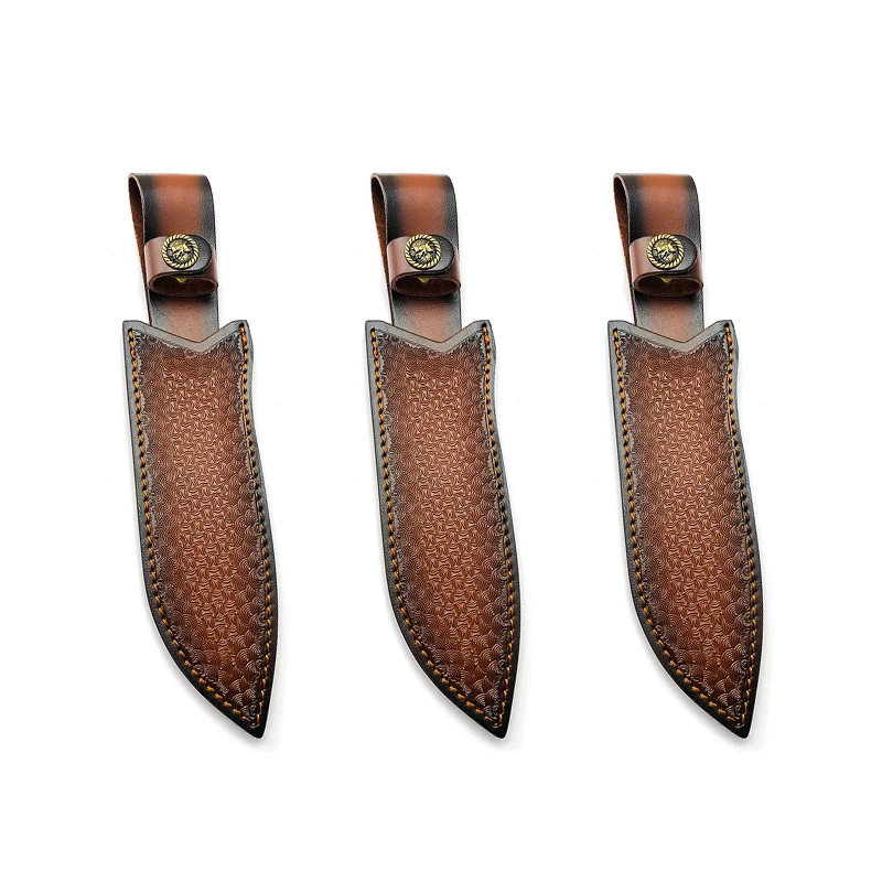 3pcs/lot Genuine Cow Leather Outdoor Straight Knife Sheath Scabbard Holder Leather Case Holster Top Layer Cowhide With Buckle