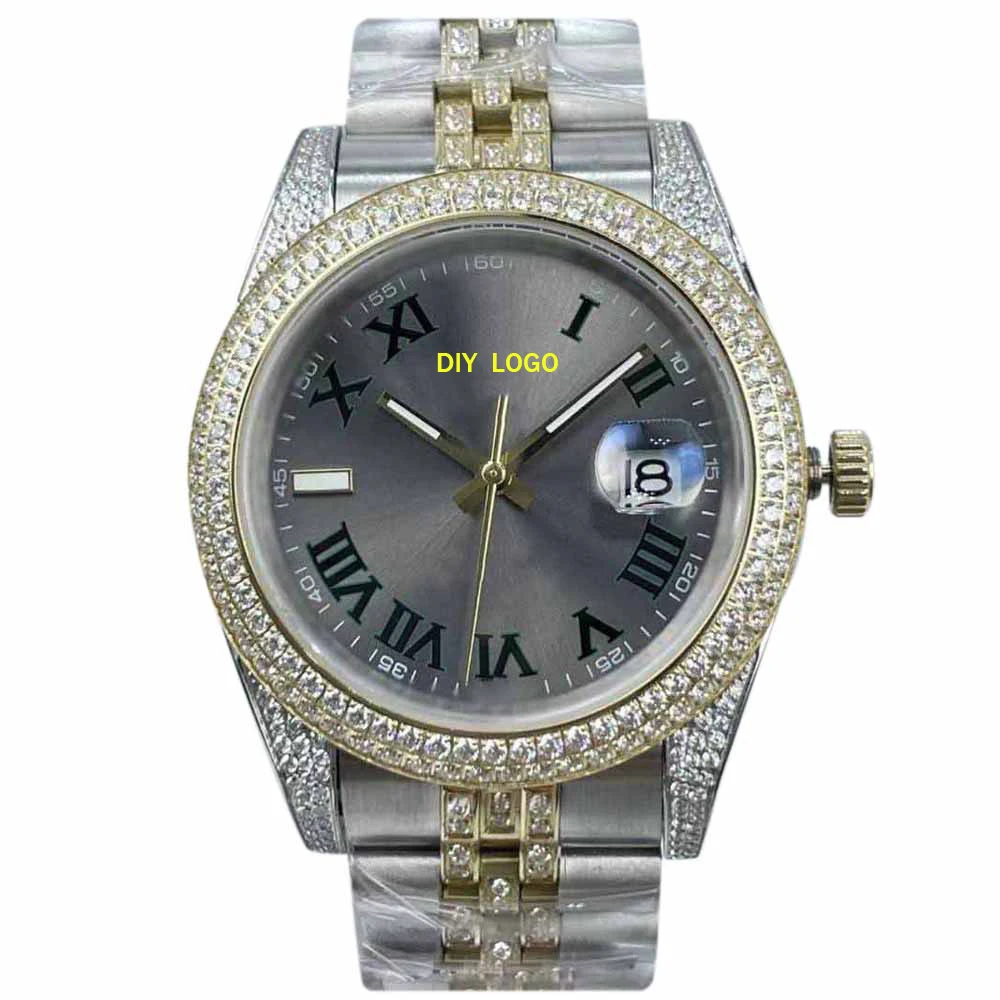 41mm Men's Diamond Watch with Stainless Steel Band: Luxurious High-End Design, Perfect Mens Gifts for Any Occasion