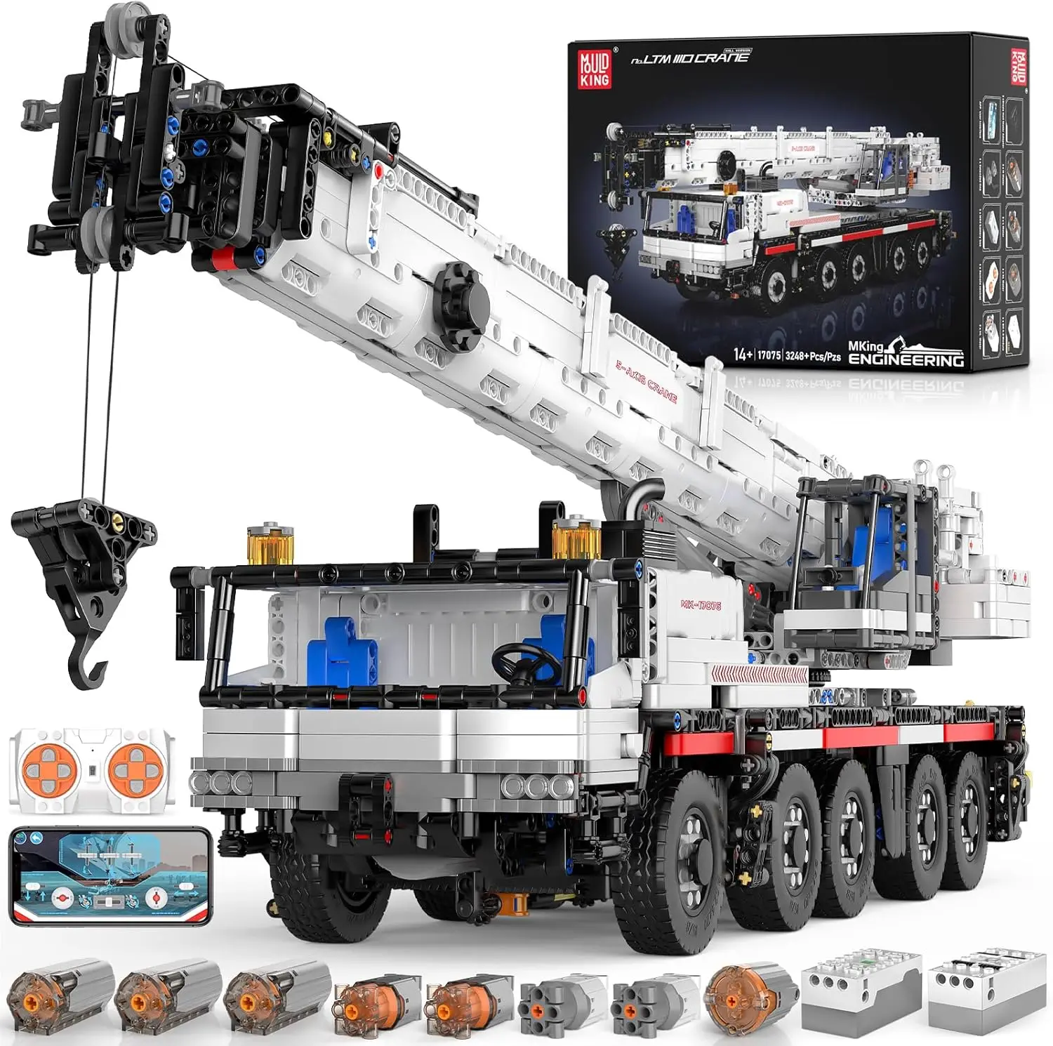 

Crane Technology Building Blocks,17075 APP Programmable Construction Vehicle Block Set, Large Vehicles Crane Building Sets Gift