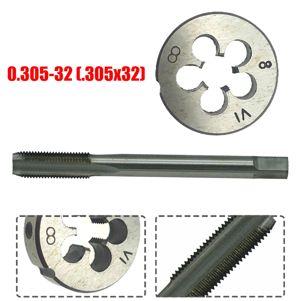 8V1-32 Tap And Die Set Right Hand Straight Groove For Tire Valve Thread Repair HSS 3 For Flute Metalworking Tool