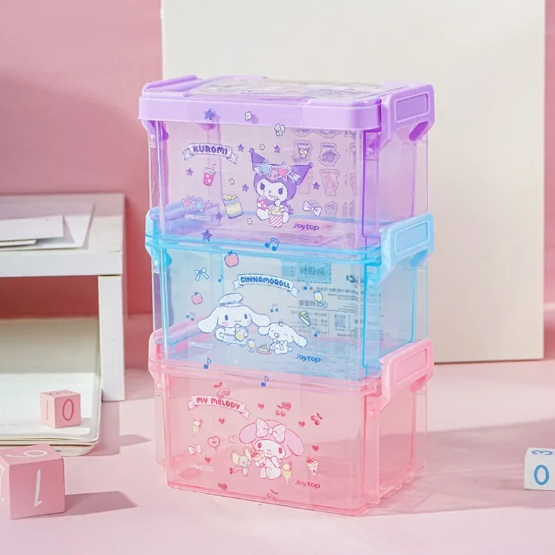 3pcs Sanrio Kuromi My Melody Anime Kawaii Storage Box Cute Cartoon Desktop Small Item Stationery Sundries Organizing Baskets