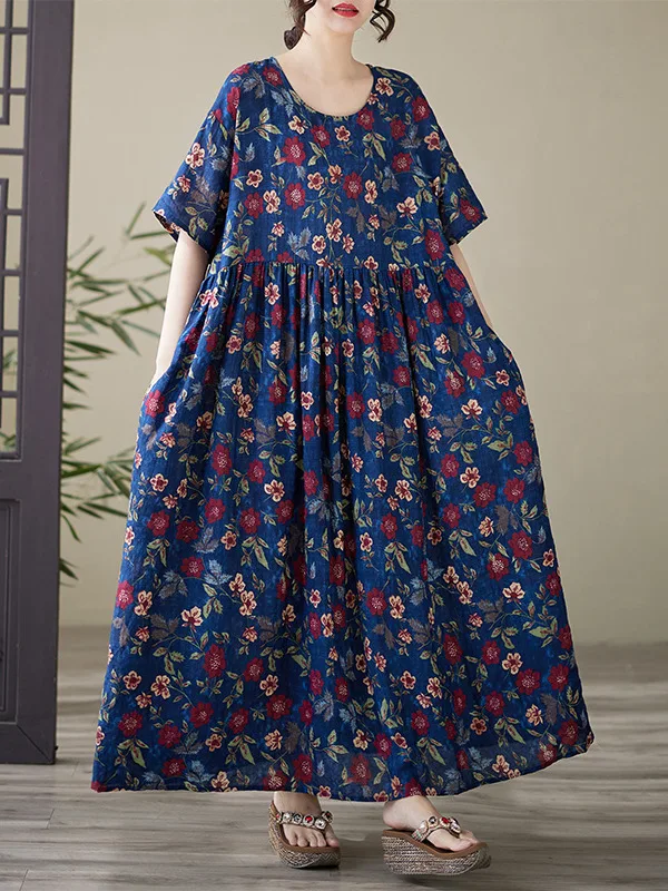 

Большие размеры с цветочным принтом ort Sve round Ne Dr Тонкая хлопково-льняная длинная юбка для женщин Who Are 200 Pou Or L