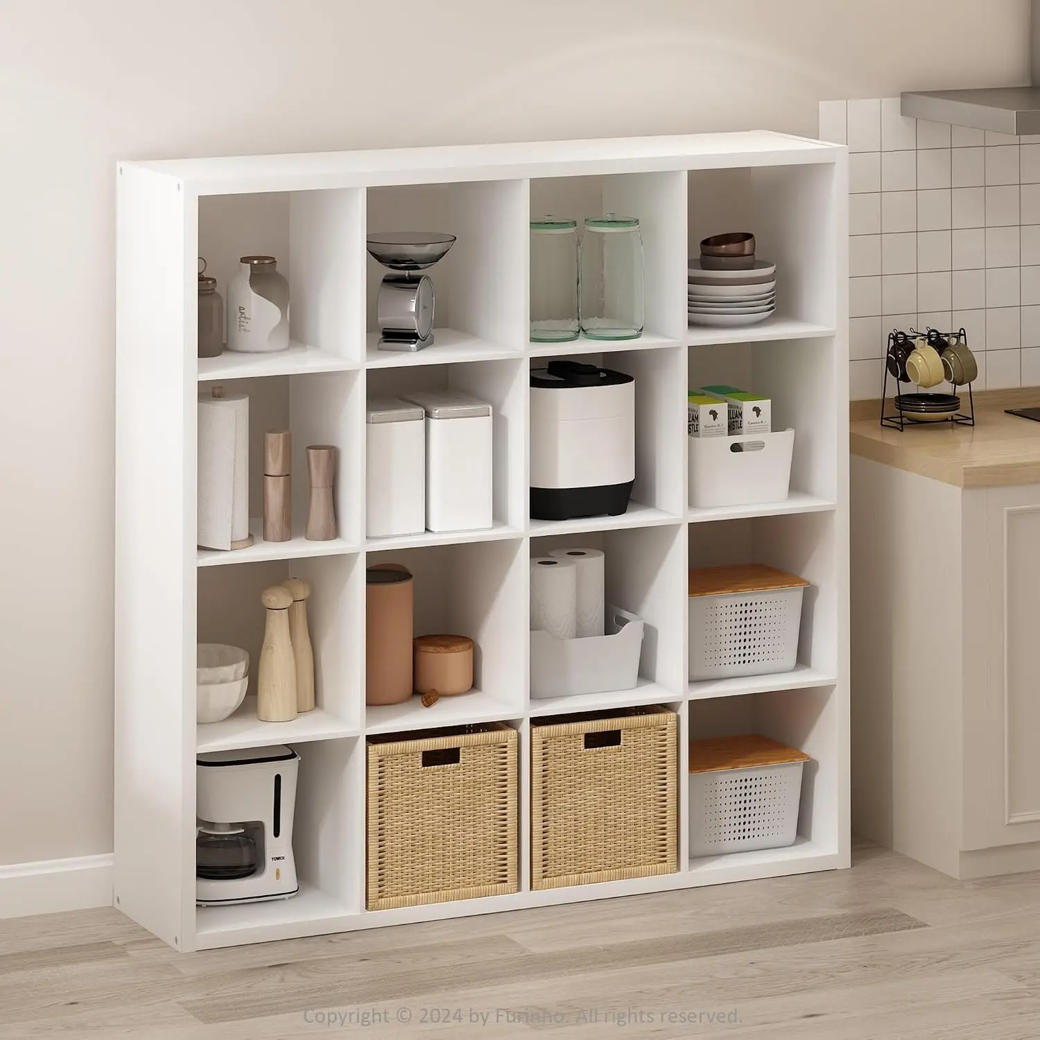 16-Cube Storage Organizer & Display Shelf, White, Customized