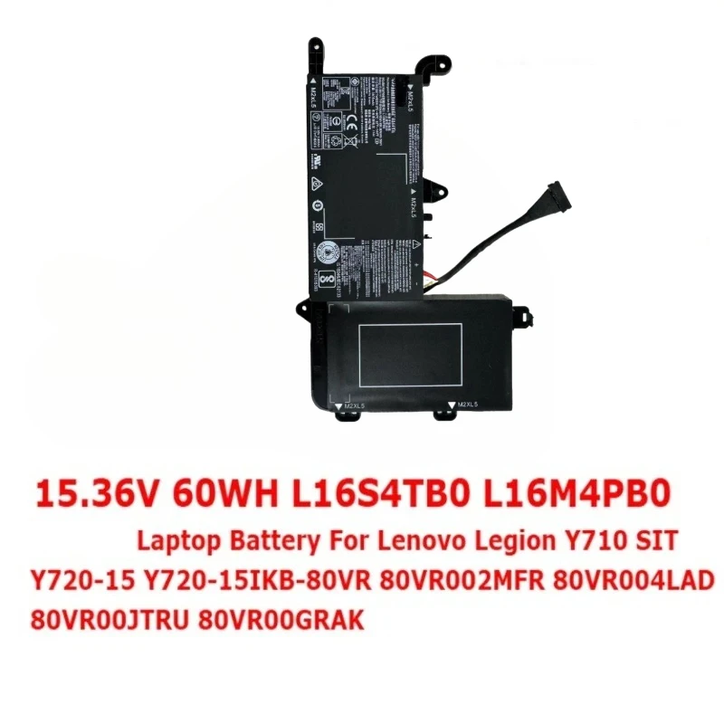 L16M4PB0 Laptop Battery for Lenovo Legion Y710 SIT Y720-15 L16S4TB0 Y720-15IKB-80VR 80VR002MFR 80VR004LAD 15.36V 60Wh Bateria