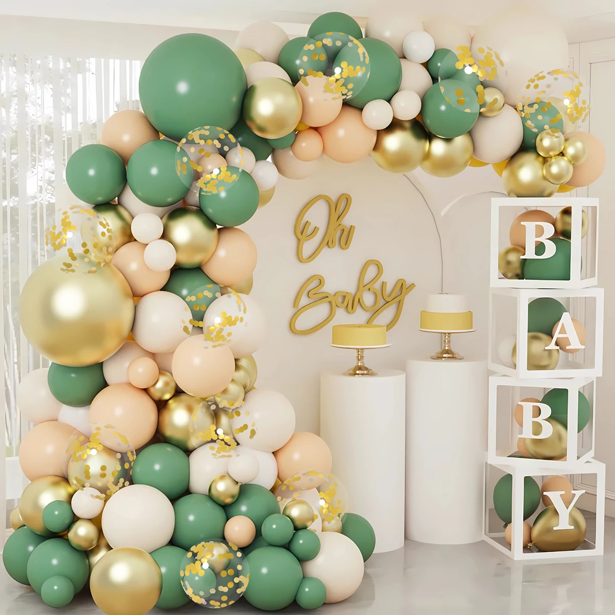 Avocado Green Gold Balloon Garland Arch Kit Wedding Decoration Balloon 1st Birthday Party Kids Baby Shower Decor Baloons