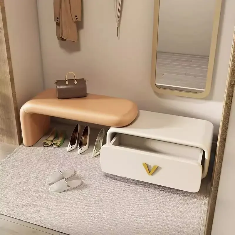 

Household door shoe stool multifunctional telescopic shoe changing stool