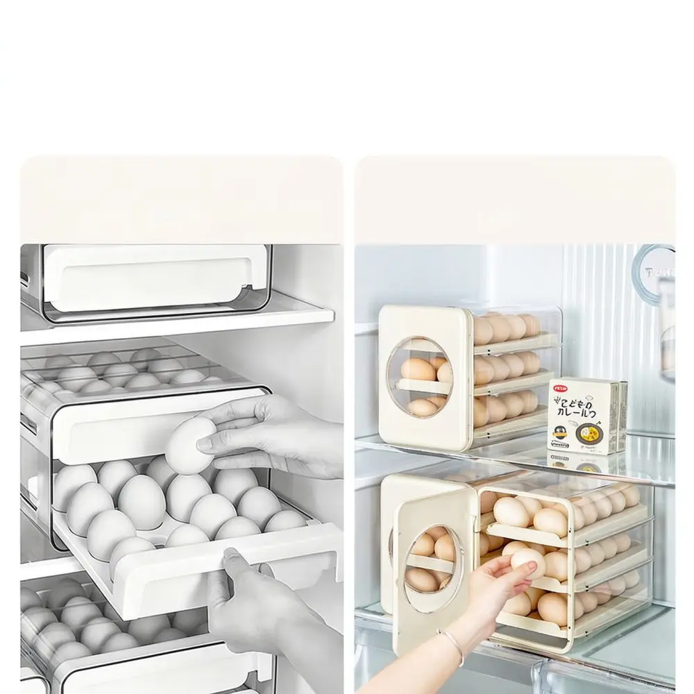 Automatic Rolling Egg Dispenser 3 Tier Holder Fridge Organizer Storage Container Kitchen Rack Space Saving Freshness Tray