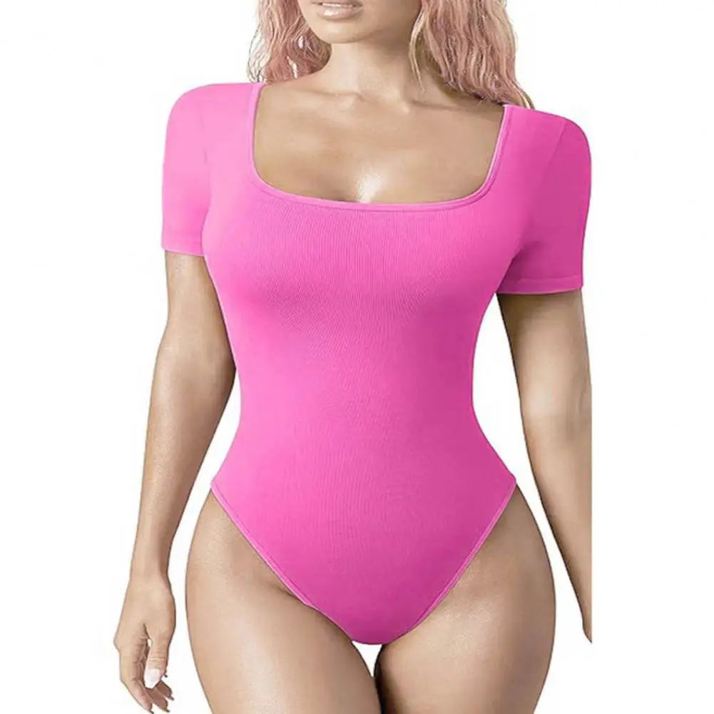 Lightweight Women Bodysuit Elegant Square Neck Bodysuit for Women with Tummy Control High Elasticity Stylish Lady for Summer