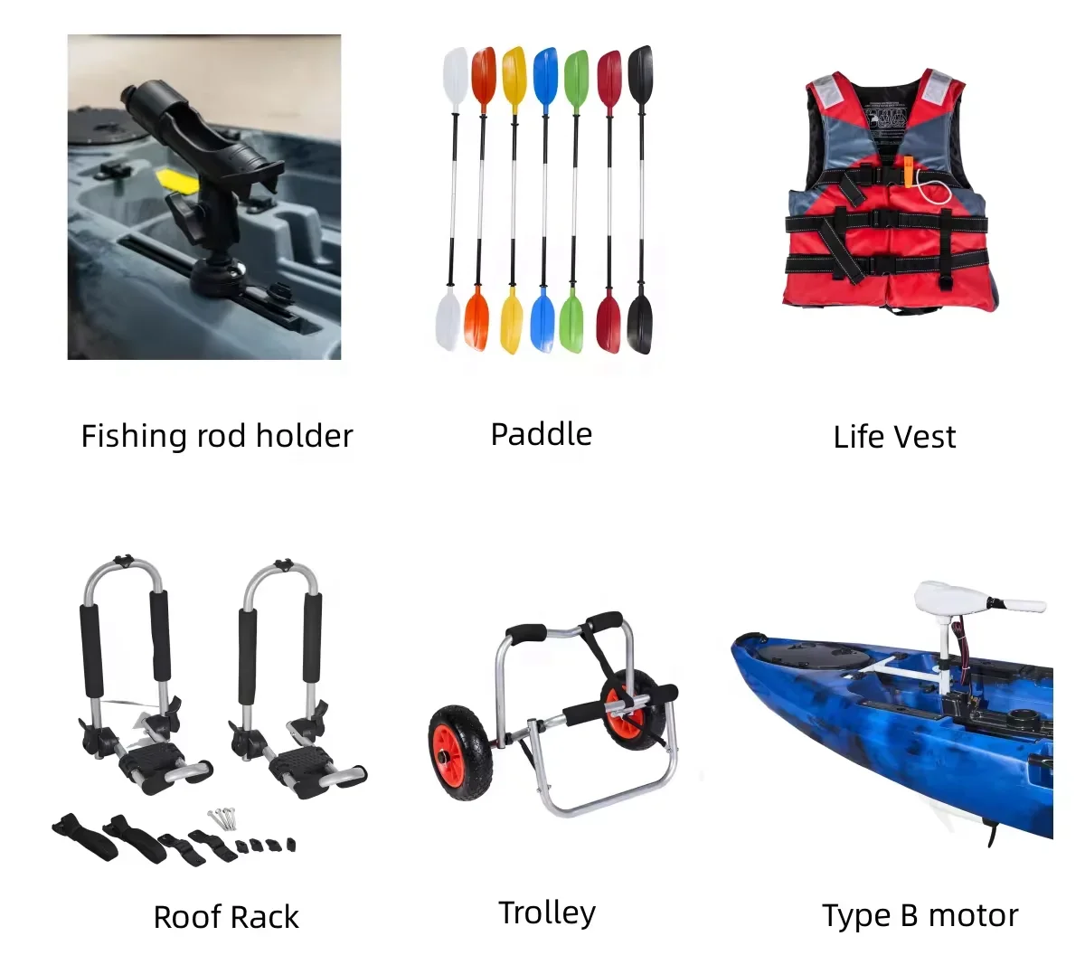 Kayak de pêche populaire en plastique de 2.9 mètres, bateau avec accessoires, une hypothèque, une place