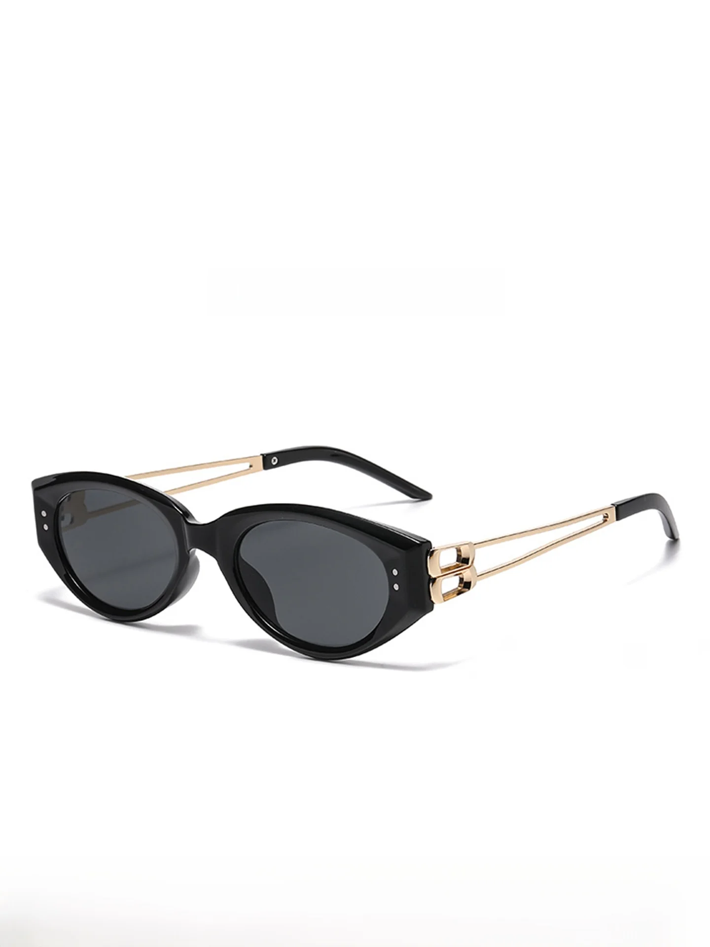 ハーベリープレミアムキャットアイサングラス-レディースファッションメタル中空脚uvカットサングラス-スタイリッシュ韓国風-すべての顔の形に合う